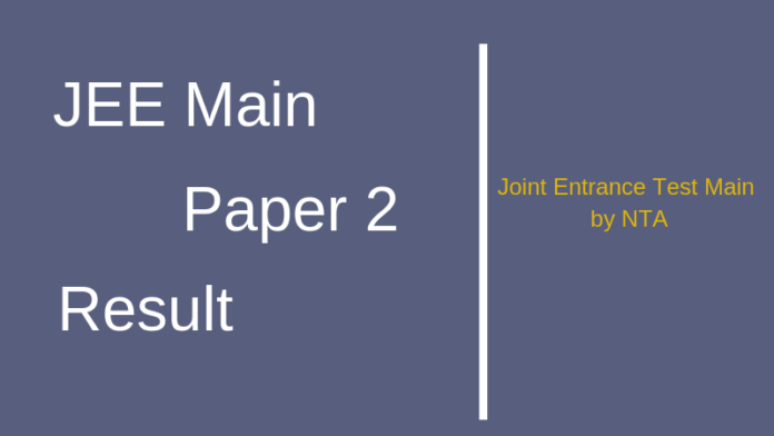 JEE-Main-Paper-2-Result-Aglasem JEE Main 2019 Paper 2 Result